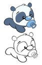 Vector Illustration of a Cute Cartoon Character Panda for you Design and Computer Game. Coloring Book Outline Set Royalty Free Stock Photo